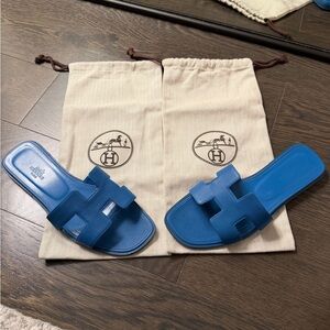 Hermes Blue Oran Sandal 100% Authentic